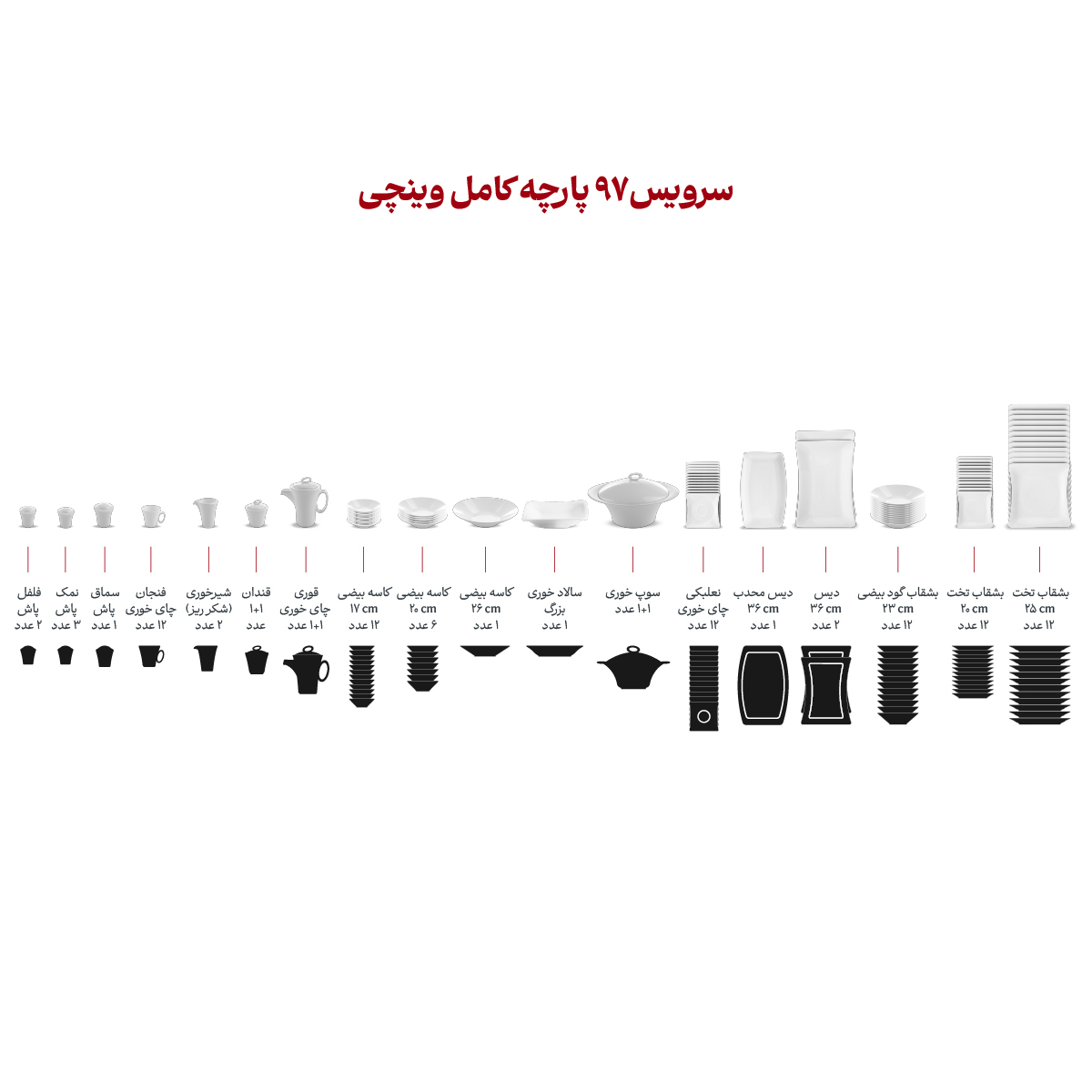 سرویس چینی 97 پارچه کامل سمن