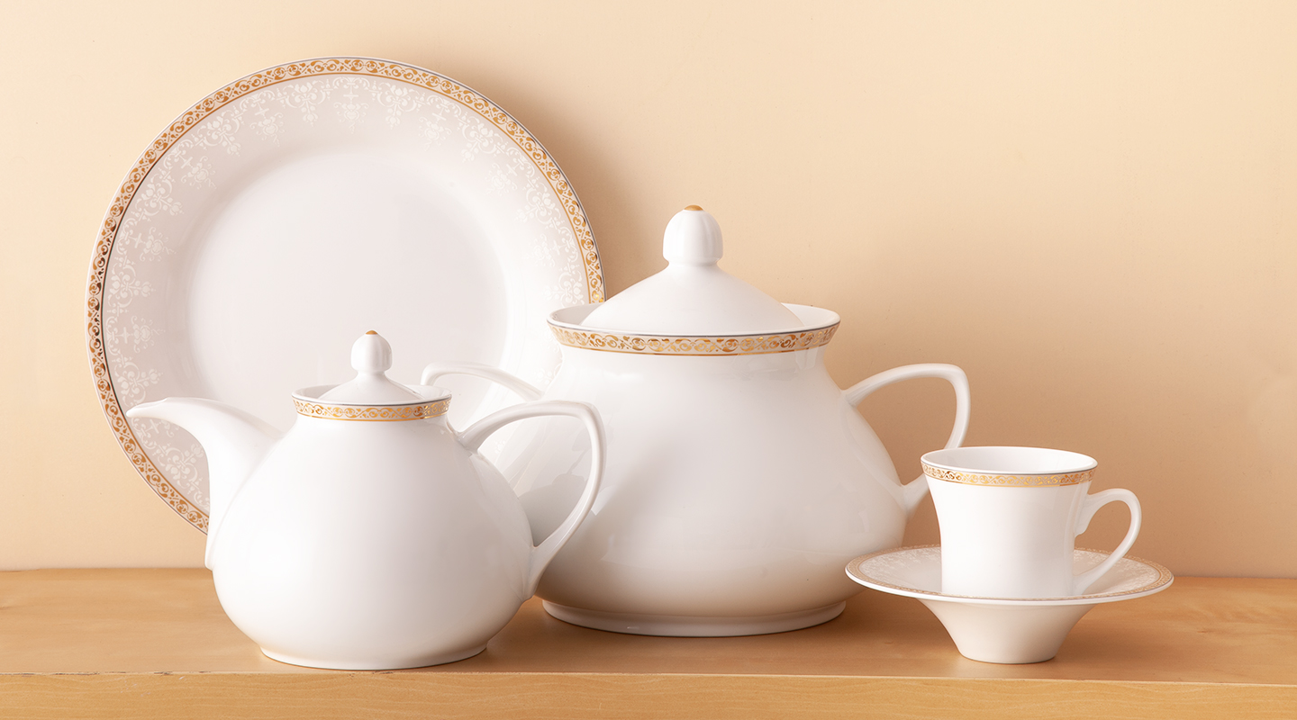 سرویس چینی 12 پارچه چای خوری رومینا طلایی